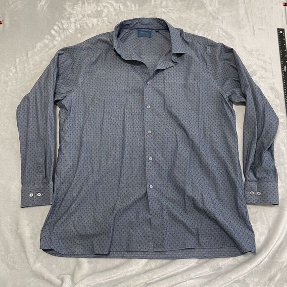 Fairlane Shirt Men XXL Navy Blue Geometric Print Supima Cotton Stitch Fix Career - Picture 1 of 11